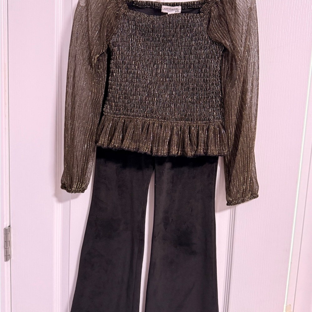 Eyeshadow Black and Gold Flare Jumpsuit